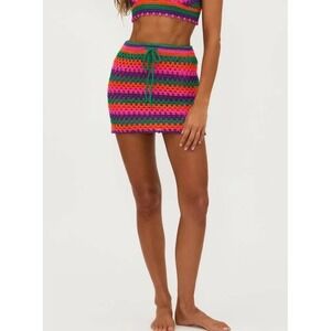 Beach Riot Alita Skirt Technicolor Rays Crochet Mini Skirt Multicolor XS